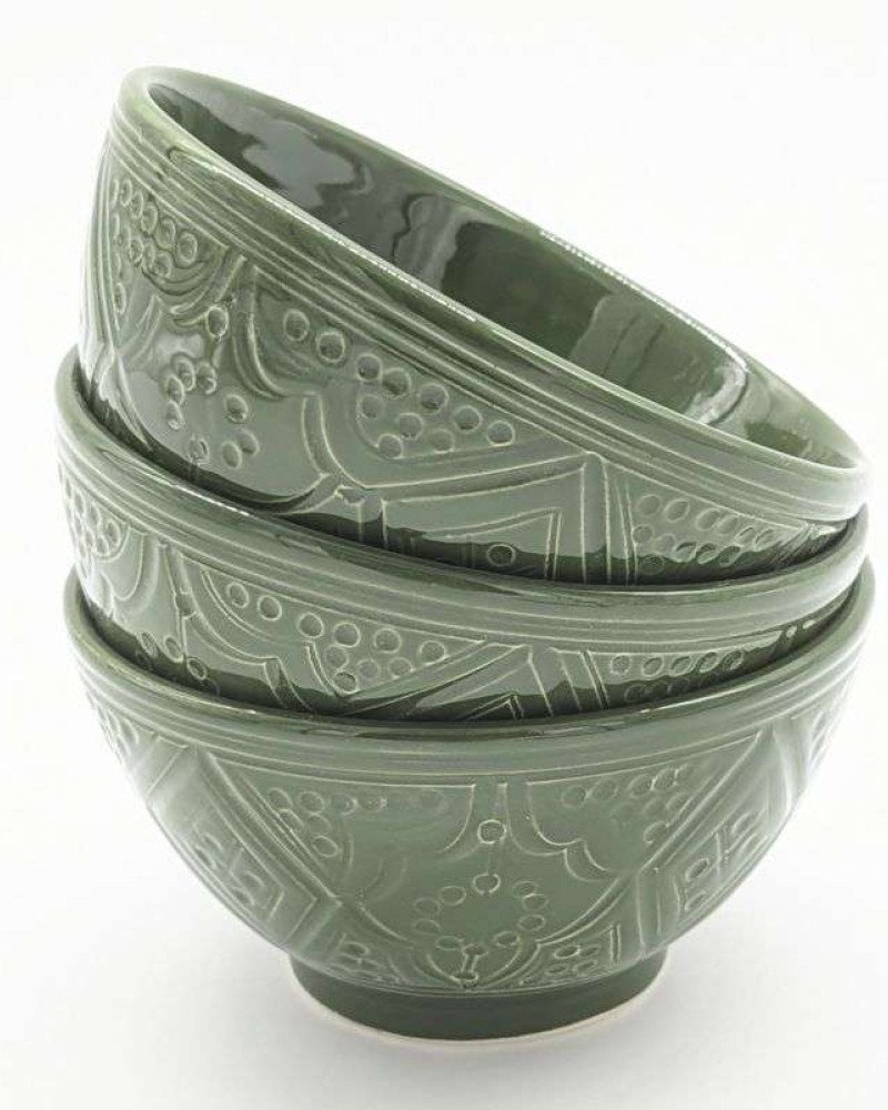 Skål graverade- Grön 12-16-20-25cm Skål graverade- Grön 12-16-20-25cm