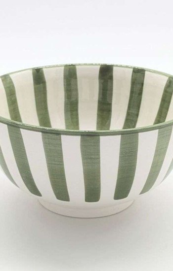 Keramik Skål Randig Grön -Ø12-16-18-20cm Keramik Skål Randig Grön -Ø12-16-18-20cm