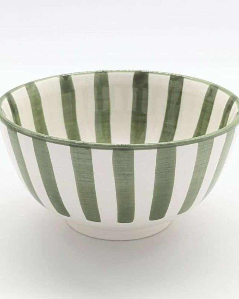 Keramik Skål Randig Grön -Ø12-16-18-20cm Keramik Skål Randig Grön -Ø12-16-18-20cm