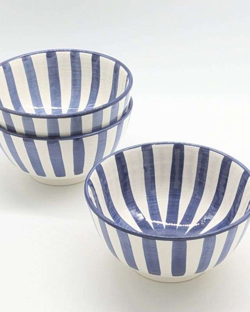Keramik Skål Randig Blå -Ø12-16-18-20cm Keramik Skål Randig Blå -Ø12-16-18-20cm