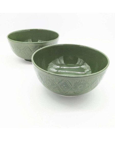 bowl engraved -Green 12-16-20-25cm bowl engraved -Green 12-16-20-25cm