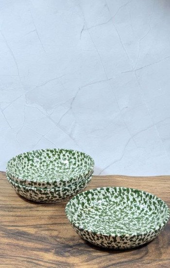 Handgjord Keramikskål med Stänkmönster - Grön Vitt Unikt Fat Handgjord Keramikskål med Stänkmönster - Grön Vitt Unikt Fat