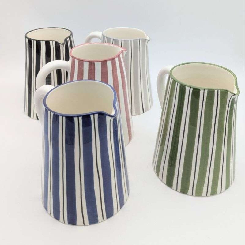 Jug - Striped Blue Linen-12cm