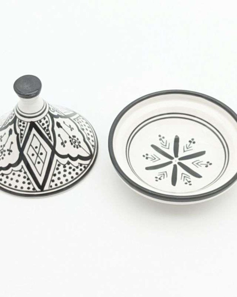 Mellan Tagine mönstrad -svart 15cm