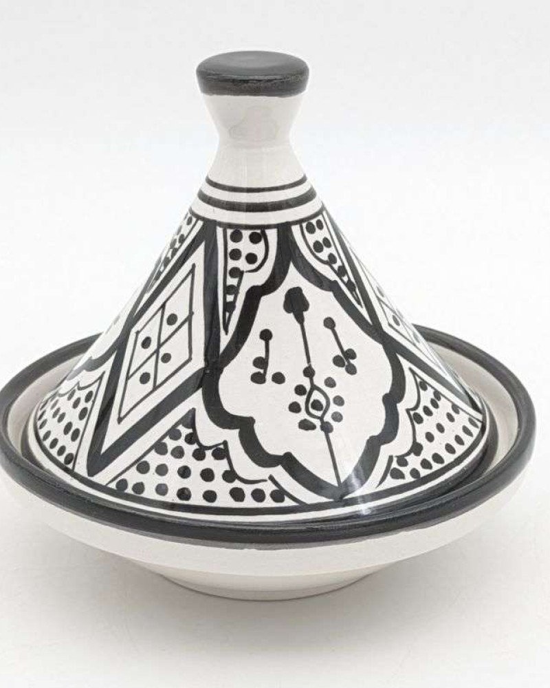Mellan Tagine mönstrad -svart 15cm