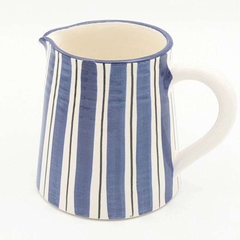 Jug - Striped Blue Linen-12cm