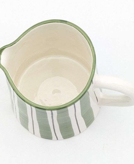 Jug - Striped Green Linen-12cm