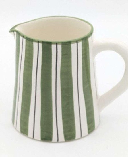 Jug - Striped Green Linen-12cm