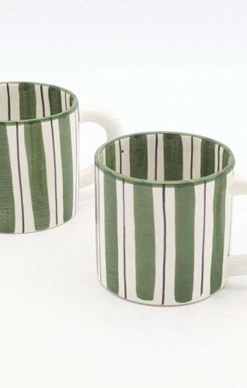 Randig Mugg  -Grön Lin Randig Mugg  -Grön Lin