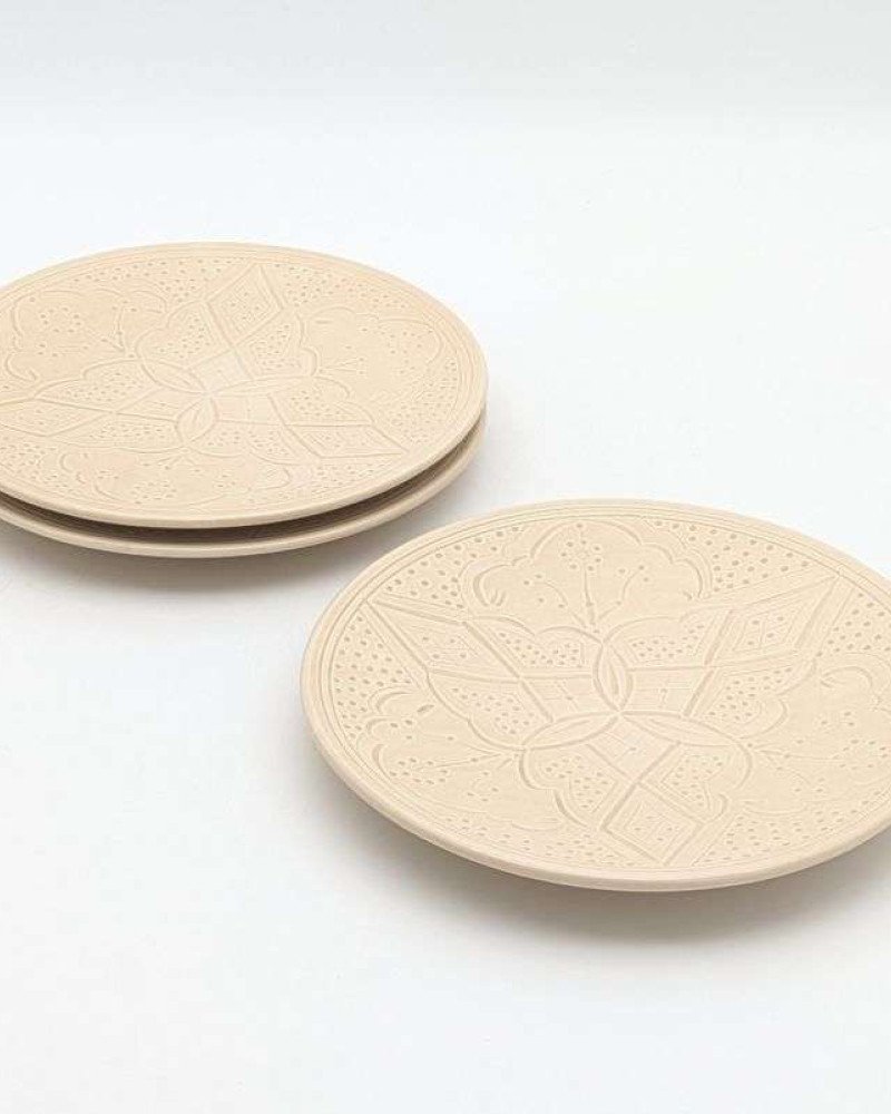 Graverade Tallrik -beige 26cm Graverade Tallrik -beige 26cm