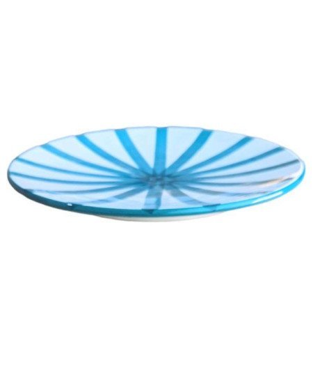 Randig Tallrik -Turkos 26cm