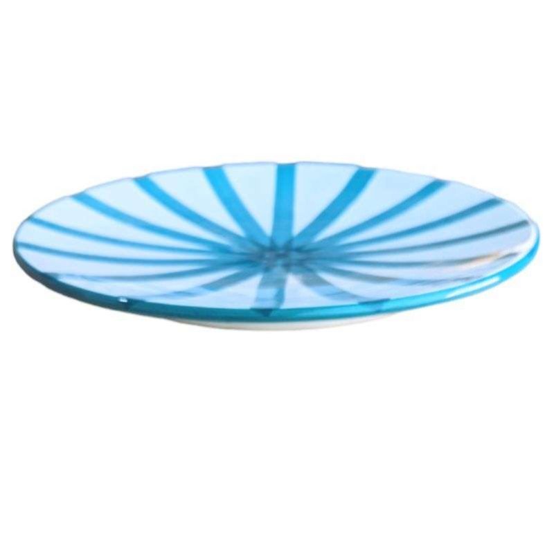 Randig Tallrik -Turkos 26cm