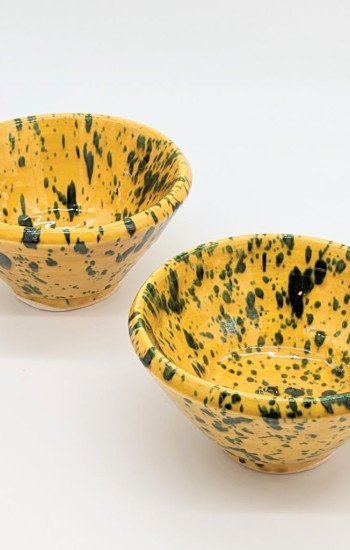 keramik skål prickig gul