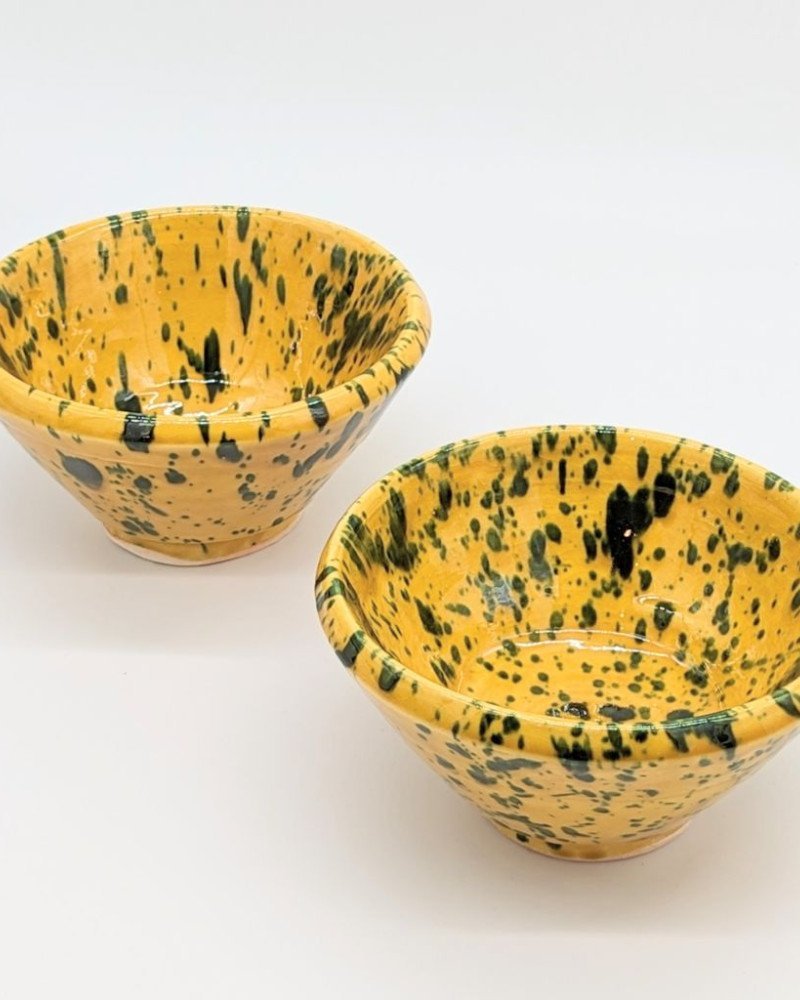 keramik skål prickig gul