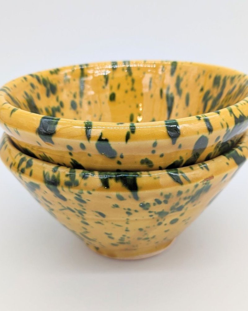 keramik skål prickig gul