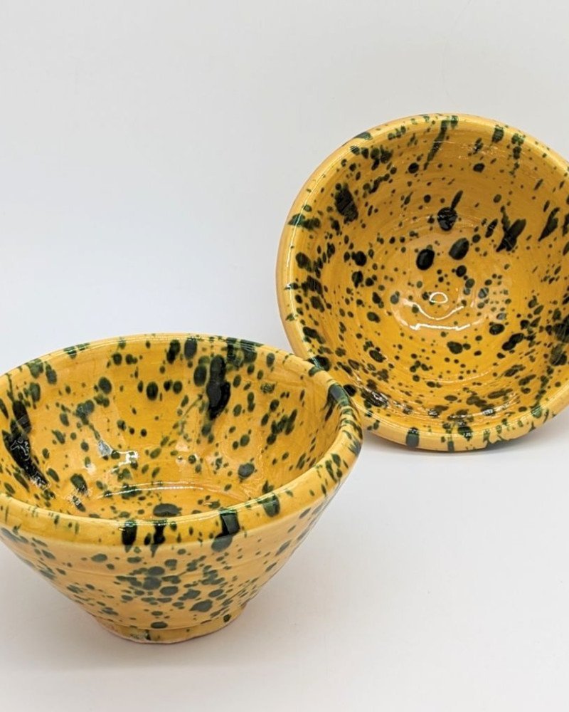 keramik skål prickig gul