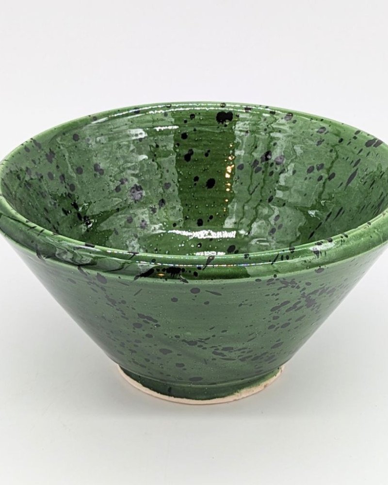keramik skål prickig grön