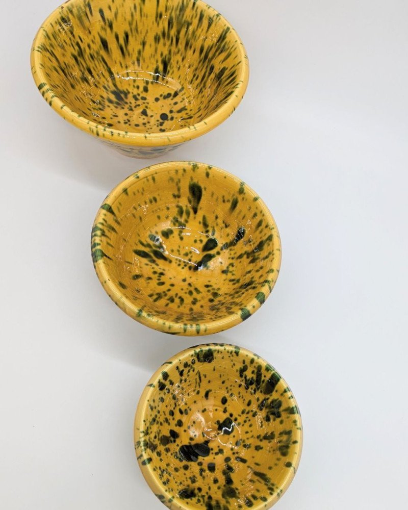 keramik skål prickig gul