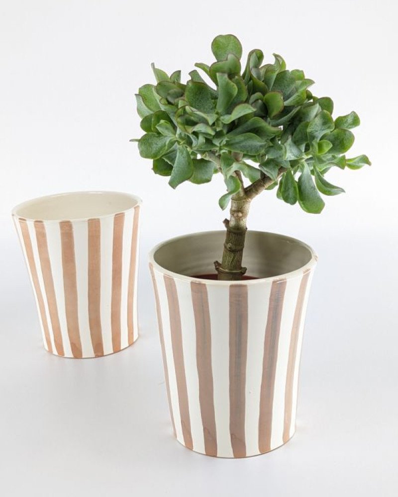 Stor Blomkruka Randig Beige