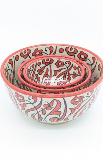 keramik skål -Flower Röd keramik skål -Flower Röd