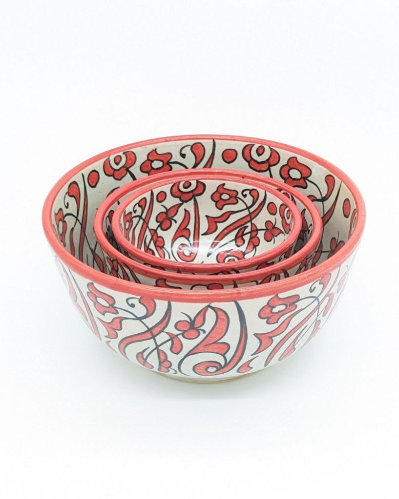 keramik skål -Flower Röd keramik skål -Flower Röd