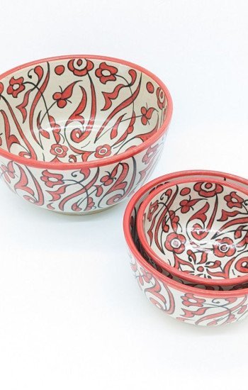 keramik skål -Flower Röd keramik skål -Flower Röd