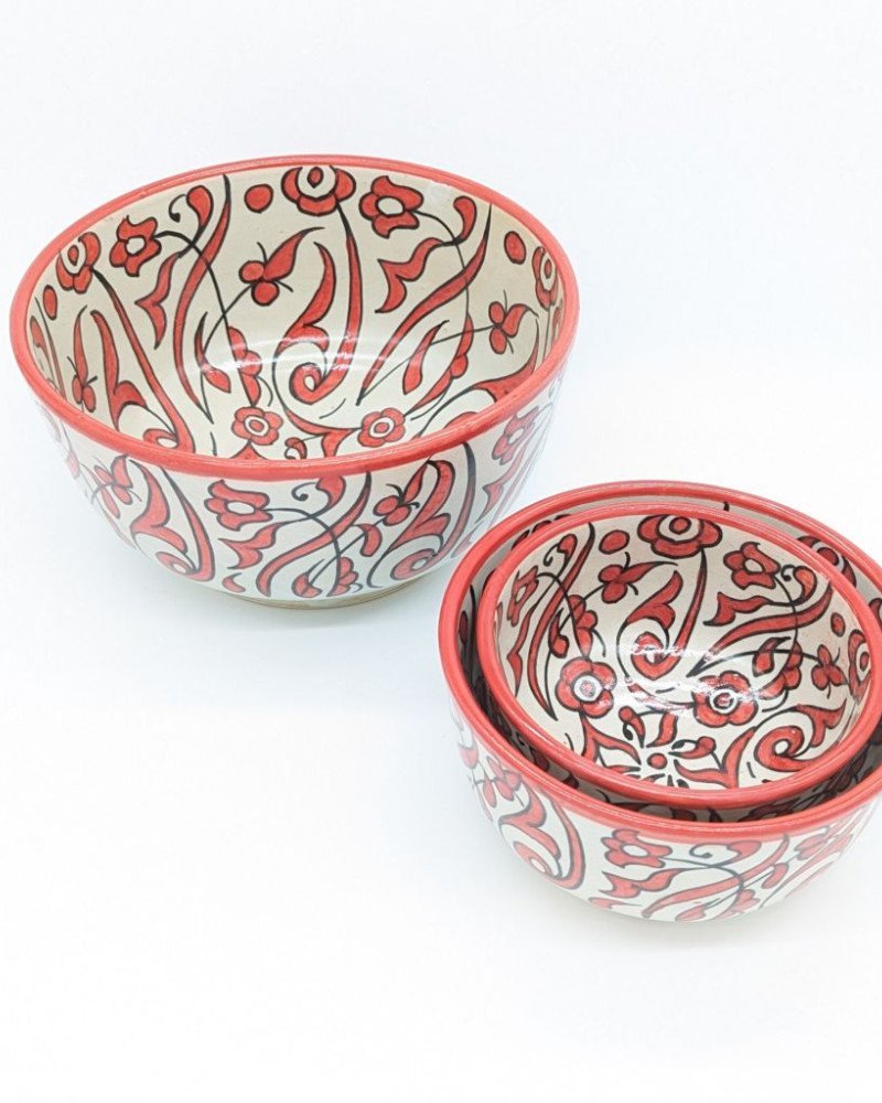 keramik skål -Flower Röd keramik skål -Flower Röd