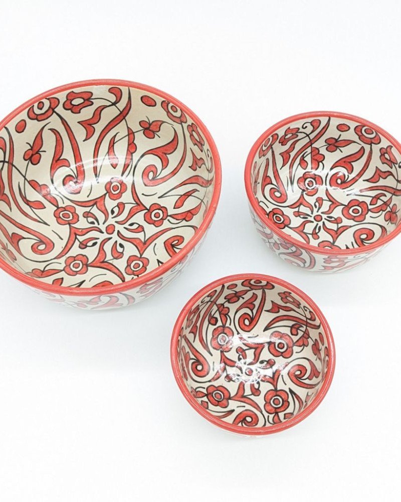 keramik skål -Flower Röd keramik skål -Flower Röd
