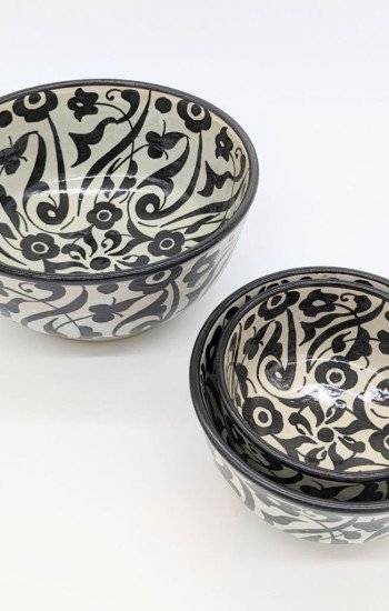 keramik skål -Flower Svart keramik skål -Flower Svart