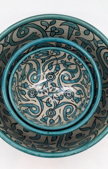 keramik skål -Flower Turkos keramik skål -Flower Turkos