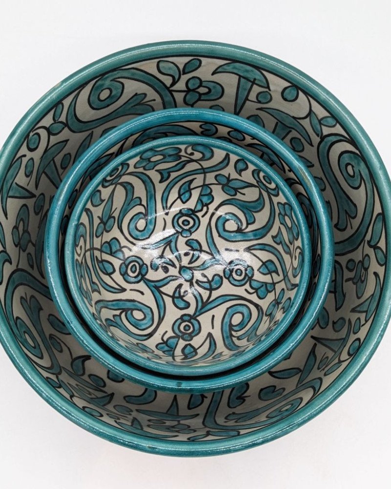 keramik skål -Flower Turkos keramik skål -Flower Turkos