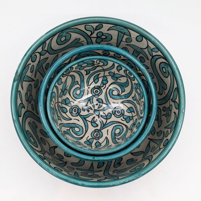 keramik skål -Flower Turkos