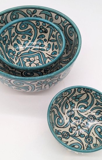 keramik skål -Flower Turkos keramik skål -Flower Turkos