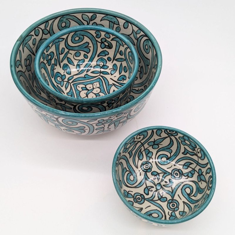 keramik skål -Flower Turkos