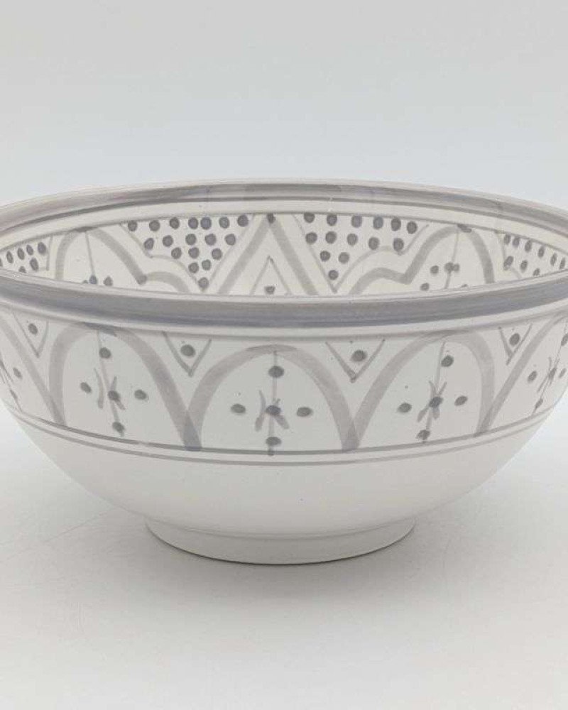 Handgjord grå och vit keramik skål - klassiskt mönster (grossist) Handgjord grå och vit keramik skål - klassiskt mönster (grossist)