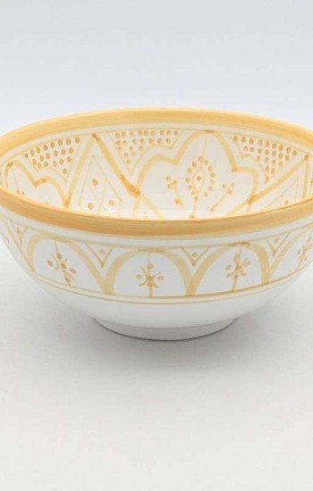 Handgjord gul och vit keramik skål - klassiskt mönster (grossist) Handgjord gul och vit keramik skål - klassiskt mönster (grossist)