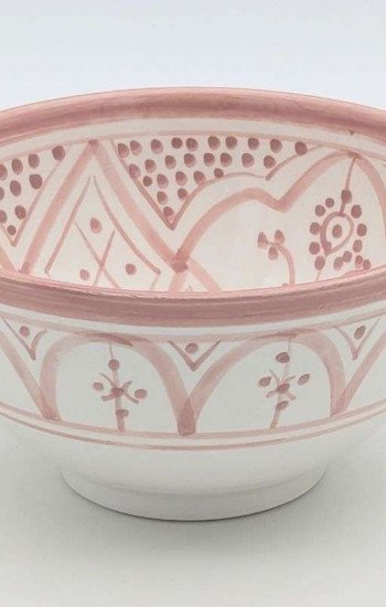 Handgjord rosa och vit keramik skål - klassiskt mönster (grossist) Handgjord rosa och vit keramik skål - klassiskt mönster (grossist)