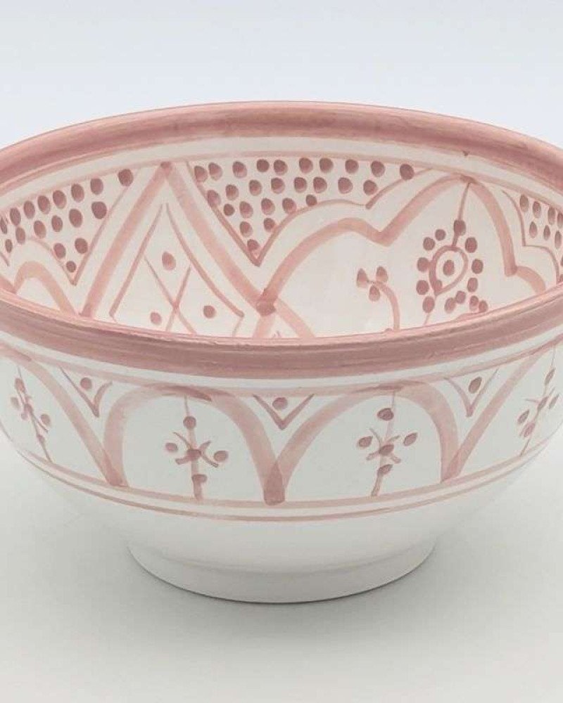 Handgjord rosa och vit keramik skål - klassiskt mönster (grossist) Handgjord rosa och vit keramik skål - klassiskt mönster (grossist)