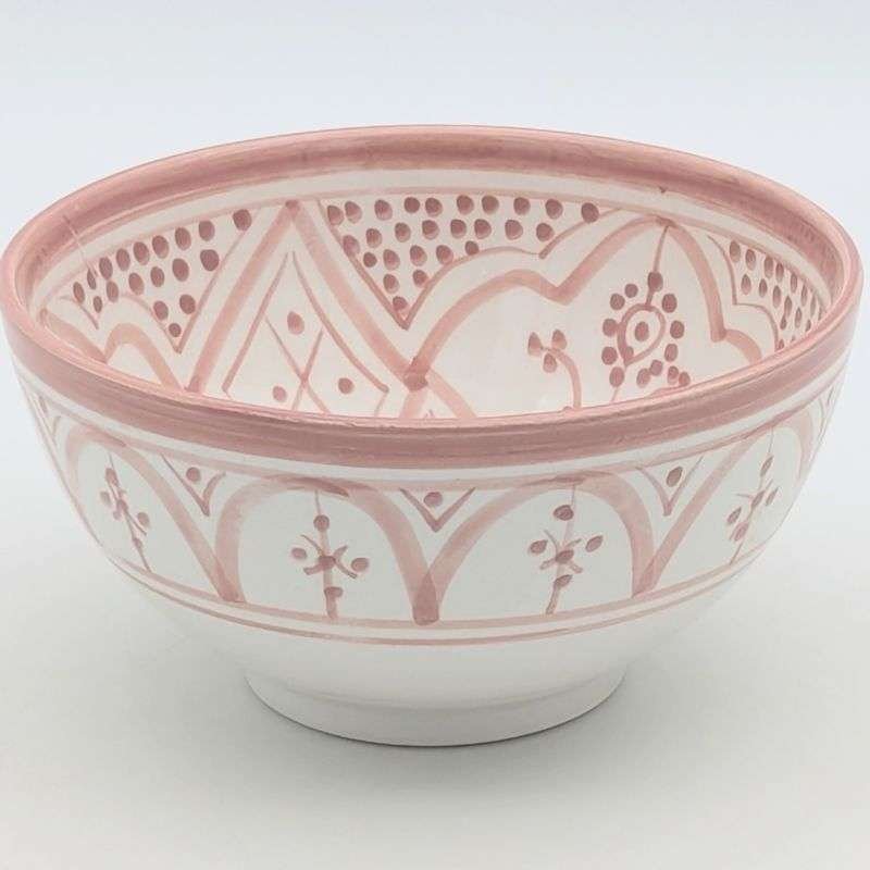 Handgjord rosa och vit keramik skål - klassiskt mönster (grossist) Handgjord rosa och vit keramik skål - klassiskt mönster (grossist)