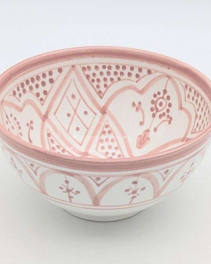 Handgjord rosa och vit keramik skål - klassiskt mönster (grossist) Handgjord rosa och vit keramik skål - klassiskt mönster (grossist)