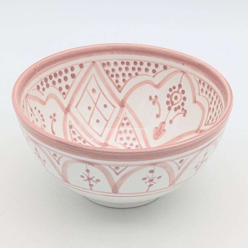 Handgjord rosa och vit keramik skål - klassiskt mönster (grossist) Handgjord rosa och vit keramik skål - klassiskt mönster (grossist)