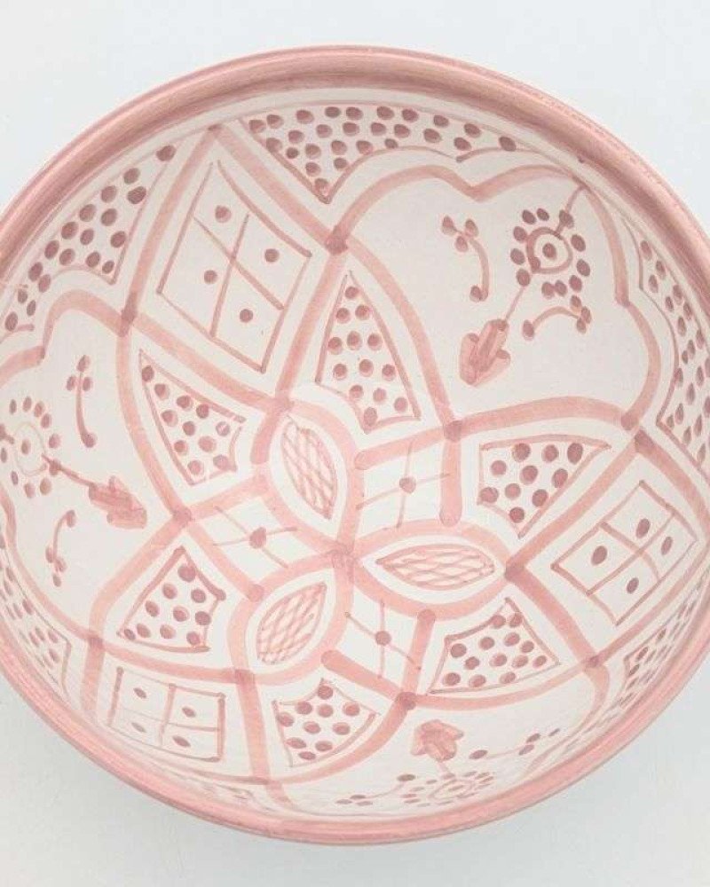 Handgjord rosa och vit keramik skål - klassiskt mönster (grossist) Handgjord rosa och vit keramik skål - klassiskt mönster (grossist)