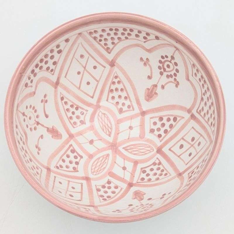 Handgjord rosa och vit keramik skål - klassiskt mönster (grossist) Handgjord rosa och vit keramik skål - klassiskt mönster (grossist)