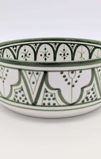 Handgjord grön och vit keramik skål - klassiskt mönster (grossist) Handgjord grön och vit keramik skål - klassiskt mönster (grossist)