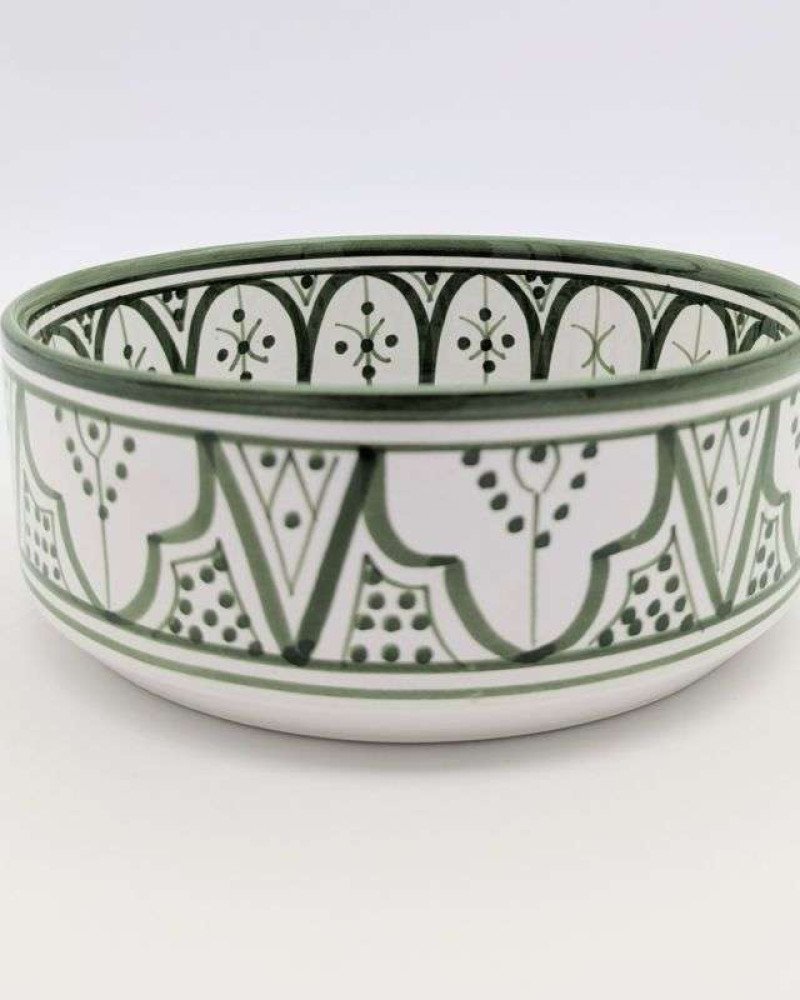Handgjord grön och vit keramik skål - klassiskt mönster (grossist) Handgjord grön och vit keramik skål - klassiskt mönster (grossist)