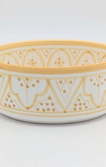 Handgjord gul och vit keramik skål - klassiskt mönster (grossist) Handgjord gul och vit keramik skål - klassiskt mönster (grossist)