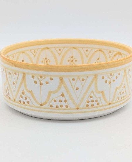 Gul och vit keramik skål - 18cm