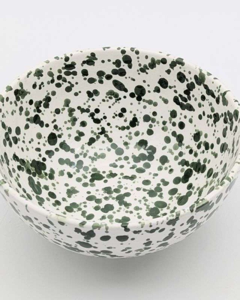 Grön Prickig Keramisk Skål 12,16,20cm Grön Prickig Keramisk Skål 12,16,20cm