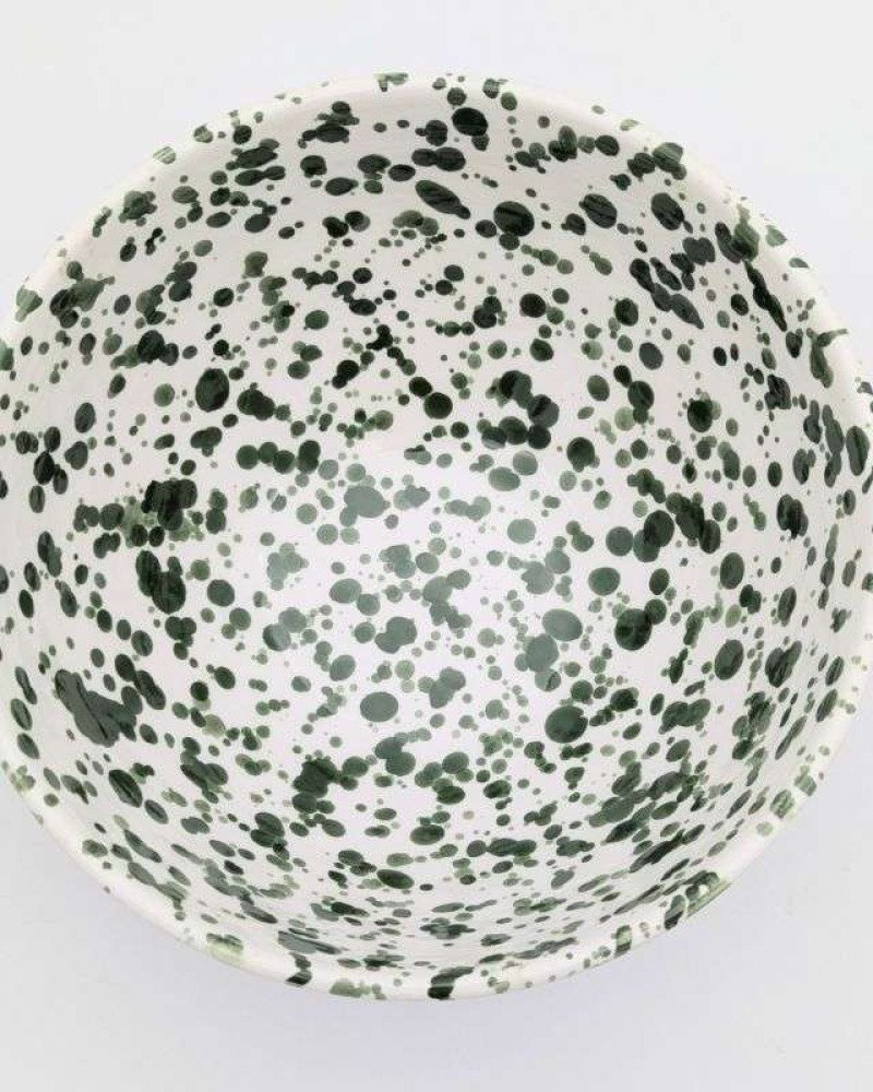 Grön Prickig Keramisk Skål 12,16,20cm Grön Prickig Keramisk Skål 12,16,20cm