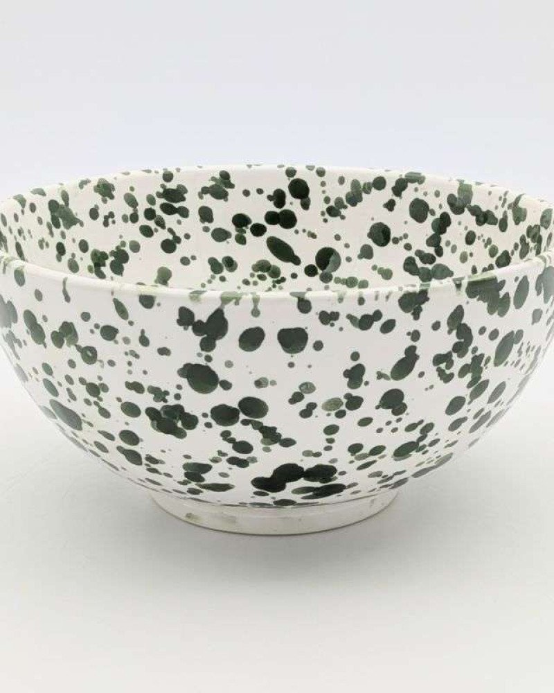 Grön Prickig Keramisk Skål 12,16,20cm Grön Prickig Keramisk Skål 12,16,20cm